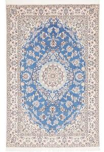 Tappeto Nain 9la Medaglione Floreale Blu Avorio 132x205 Cm