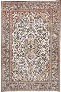 Tappeto Kashan Medaglione Floreale Avorio Blu 200x304 Cm