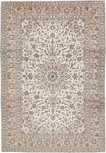 Tappeto Kashan Medaglione Floreale Avorio Blu 237x345 Cm