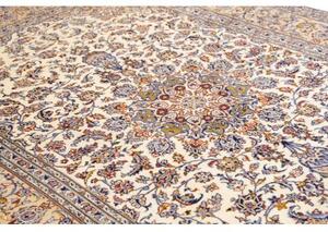 Tappeto Kashan Medaglione Floreale Beige Blu 206x315 Cm
