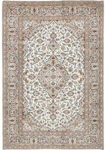 Tappeto Kashan Medaglione Floreale Avorio Blu 202x295 Cm