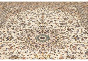 Tappeto Kashan Medaglione Floreale Avorio Blu 237x345 Cm