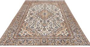 Tappeto Kashan Medaglione Floreale Avorio Blu 200x304 Cm