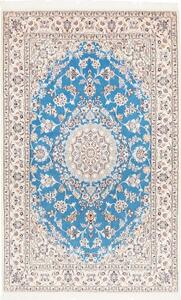 Tappeto Nain 9la Medaglione Floreale Azzurro Avorio 130x206 Cm