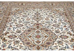 Tappeto Kashan Medaglione Floreale Avorio Blu 202x295 Cm