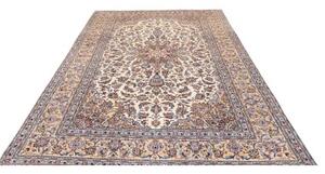 Tappeto Kashan Medaglione Floreale Beige Blu 206x315 Cm