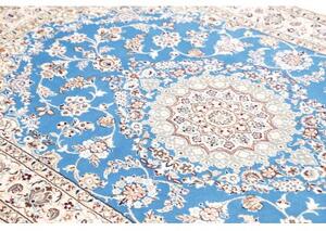 Tappeto Nain 9la Medaglione Floreale Azzurro Avorio 130x206 Cm