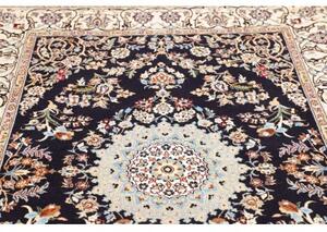 Tappeto Nain 9la Medaglione Floreale Blu Notte Avorio 167x236 Cm
