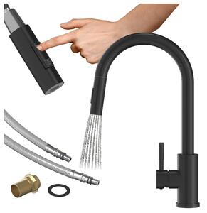 Granitan | LOSETO - Miscelatore da cucina - Bocca estraibile - 2 tipi di getto - Nero