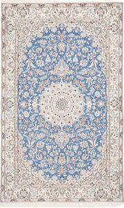 Tappeto Nain 9la Medaglione Floreale Blu Avorio 158x255 Cm