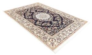 Tappeto Nain 9la Medaglione Floreale Blu Notte Avorio 167x236 Cm