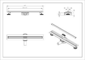 Canalina doccia in acciaio inox FlexM03 Gunmetal per cabina doccia - lunghezza selezionabile, lunghezza canalina doccia:1000mm