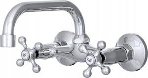 Granitan | RETRO C - Rubinetto da cucina - Orientabile a 360° - Montaggio a parete - Cromo - Carica in Vetroceramica