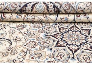 Tappeto Nain 9la Medaglione Floreale Avorio Blu 253x367 Cm