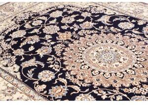 Tappeto Nain 9la Medaglione Floreale Blu Notte Avorio 153x248 Cm