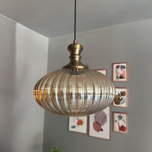 Vetro singolo miele colore lampadario tamburato pulsante testa lampada a sospensione