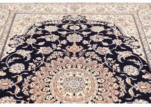 Tappeto Nain 9la Medaglione Floreale Blu Notte Avorio 153x248 Cm