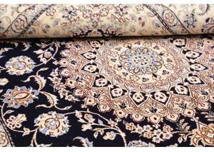 Tappeto Nain 9la Medaglione Floreale Blu Notte Avorio 153x248 Cm