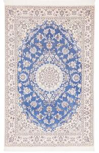Tappeto Nain 9la Medaglione Floreale Blu Avorio 128x200 Cm