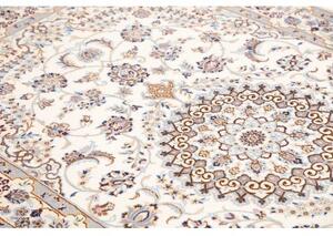 Tappeto Nain 9la Medaglione Floreale Avorio Azzurro 126x210 Cm