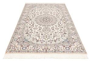 Tappeto Nain 9la Medaglione Floreale Avorio Blu 132x214 Cm