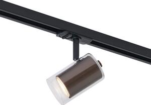Faretto moderno bronzo scuro con vetro trasparente per sistema a binario monofase - Iconic Lloyd