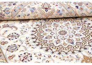 Tappeto Nain 9la Medaglione Floreale Avorio Azzurro 126x210 Cm