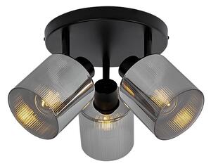 Faretto da soffitto nero con vetro fumé rotondo 3 luci orientabili - Laura