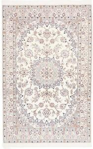 Tappeto Nain 9la Medaglione Floreale Avorio Blu Polvere 130x203 Cm