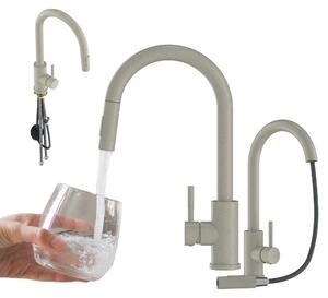 Granitan | LOSETO - Miscelatore da cucina - Bocca estraibile - 2 tipi di getto - Beige - Acciaio inossidabile - Caratteristica in Vetroceramica