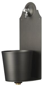 Fontana da Parete Giardino con Rubinetto e Secchio Dimensioni 26x25xh 61cm - peso 8,5 kg con tubo rubinetto, Garantita contro la ruggine Colore Antracite