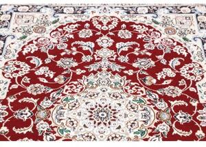 Tappeto Nain 9la Medaglione Floreale Rosso Scuro Avorio 107x154 Cm