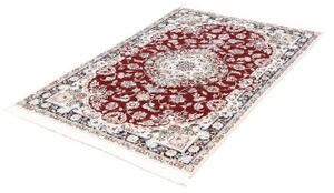Tappeto Nain 9la Medaglione Floreale Rosso Scuro Avorio 107x154 Cm