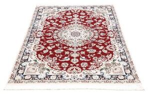 Tappeto Nain 9la Medaglione Floreale Rosso Scuro Avorio 107x154 Cm