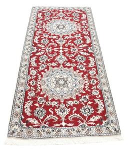Tappeto Nain 9la Medaglione Floreale Rosso Bianco Corsia 77x194 Cm