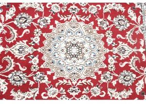 Tappeto Nain 9la Medaglione Floreale Rosso Bianco Corsia 77x194 Cm