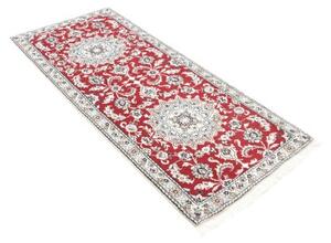 Tappeto Nain 9la Medaglione Floreale Rosso Bianco Corsia 77x194 Cm