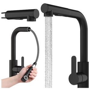 Granitan | EBRO - Rubinetto da cucina - Bocca estraibile - Orientabile a 360° - Nero - Acciaio inossidabile