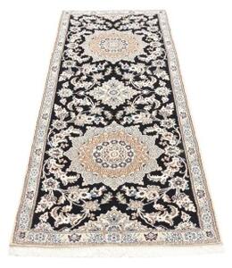Tappeto Nain 9la Medaglione Floreale Blu Scuro Avorio 84x202 Cm