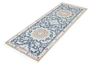 Tappeto Nain 9la Medaglione Floreale Blu Avorio Corsia 78x203 Cm