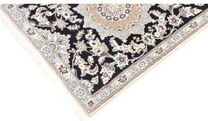 Tappeto Nain 9la Medaglione Floreale Blu Scuro Avorio 84x202 Cm