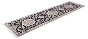 Tappeto Nain 9la Medaglione Blu Scuro Beige Corsia 82x295 Cm