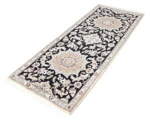 Tappeto Nain 9la Medaglione Floreale Blu Scuro Avorio 84x202 Cm