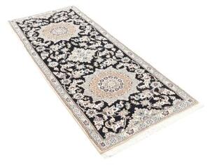 Tappeto Nain 9la Medaglione Floreale Blu Scuro Avorio 84x202 Cm