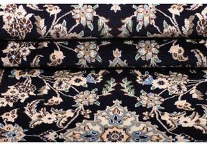 Tappeto Nain 9la Medaglione Blu Scuro Beige Corsia 82x295 Cm