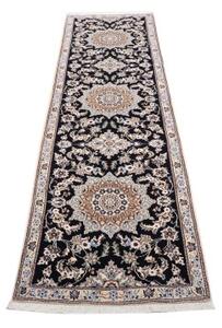 Tappeto Nain 9la Medaglione Blu Scuro Beige Corsia 82x295 Cm
