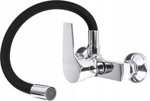 Granitan | FLEX - Rubinetto da cucina - Bocca estraibile - Montaggio a parete - Nero - Ottone