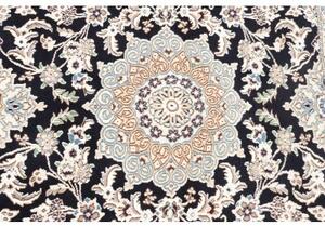 Tappeto Nain 9la Medaglione Floreale Blu Scuro Avorio 84x202 Cm
