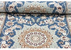 Tappeto Nain 9la Medaglione Floreale Blu Avorio Corsia 78x203 Cm