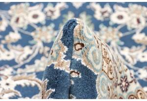 Tappeto Nain 9la Medaglione Floreale Blu Avorio Corsia 78x203 Cm